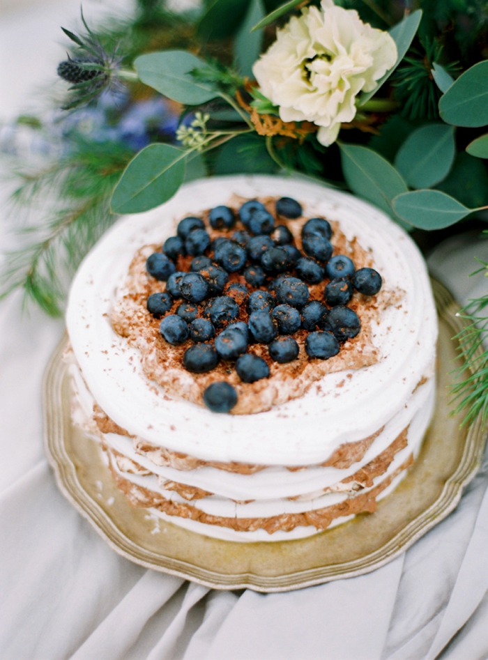 Blueberry naked layer cake in shades of grey and blue