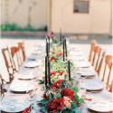 Red, gold and black bold wedding tablescape