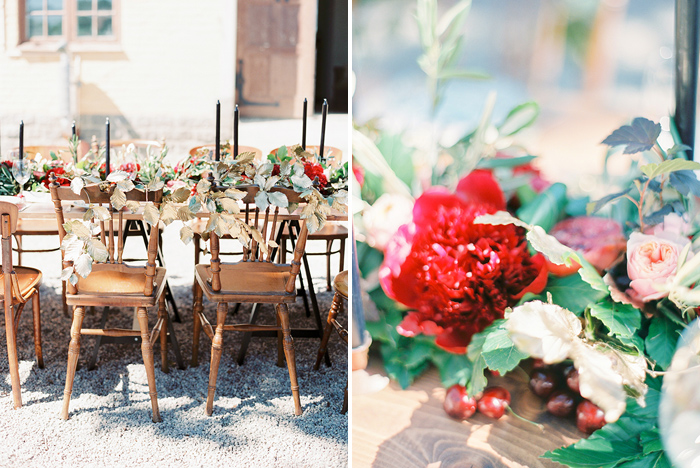 Al Fresco Dinner with gold, red and black table decoration