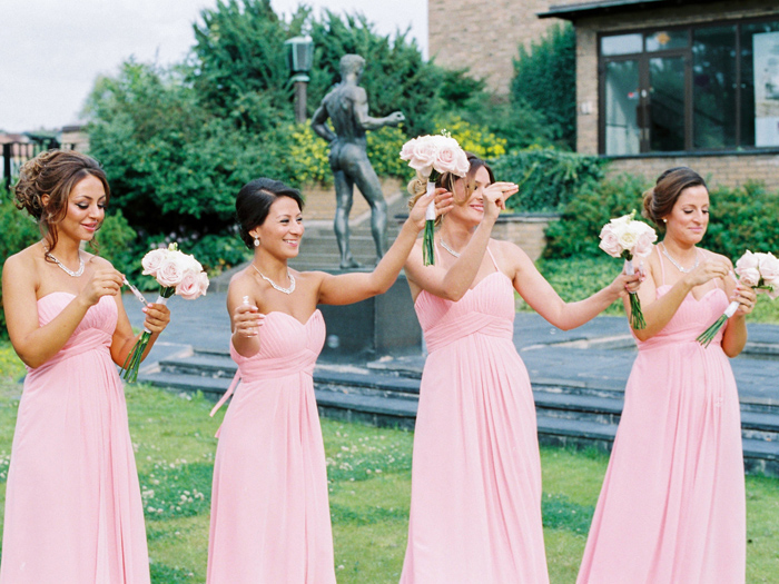 Pink and Silver persian wedding bridesmaids dancing