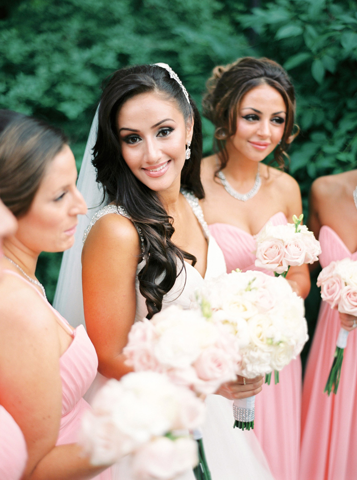 Pink and Silver wedding bride and bridesmaids