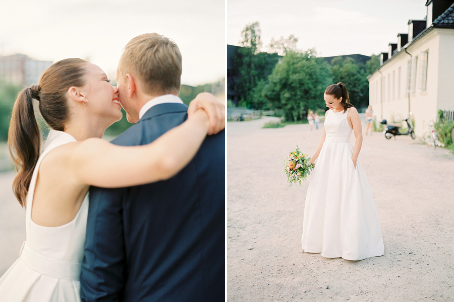 Bride and groom portraits from their wedding at Nedre Foss Gård