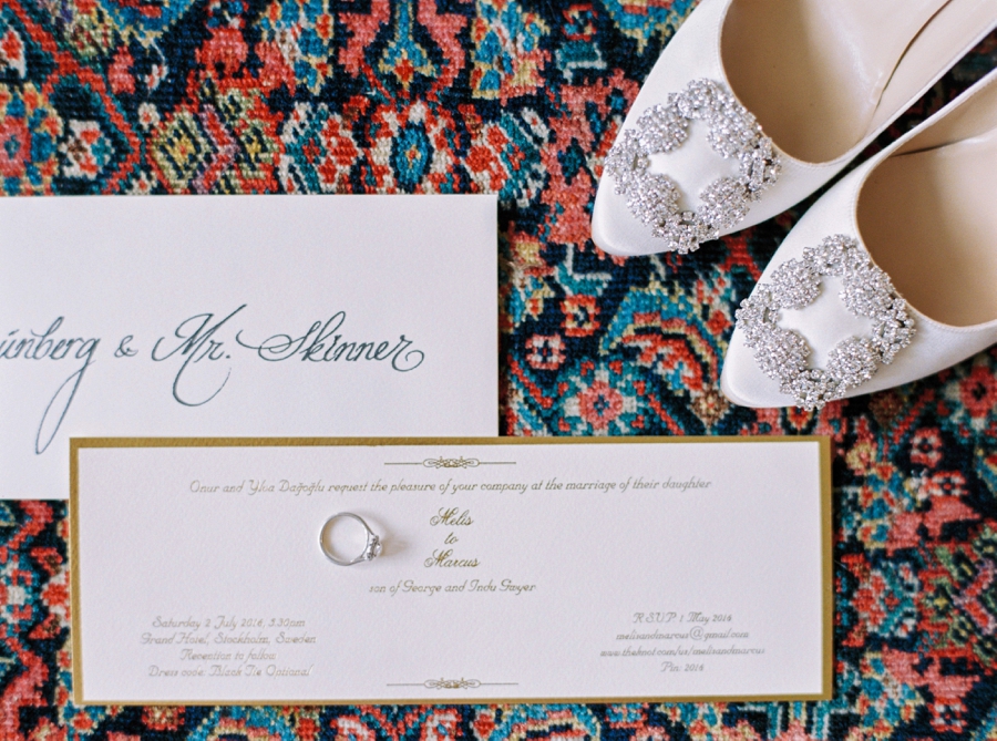 Wedding invite in ivory and gold