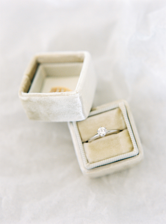 Wedding ring in white velvet ring box