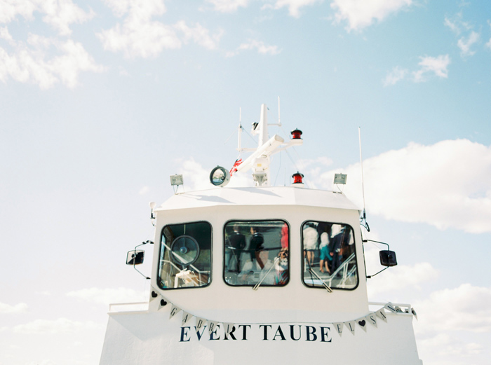 The boat Evert Taube with wedding banner