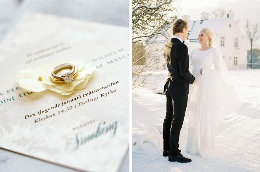 First look bride and groom winter wedding stockholm 2 Brides Photography