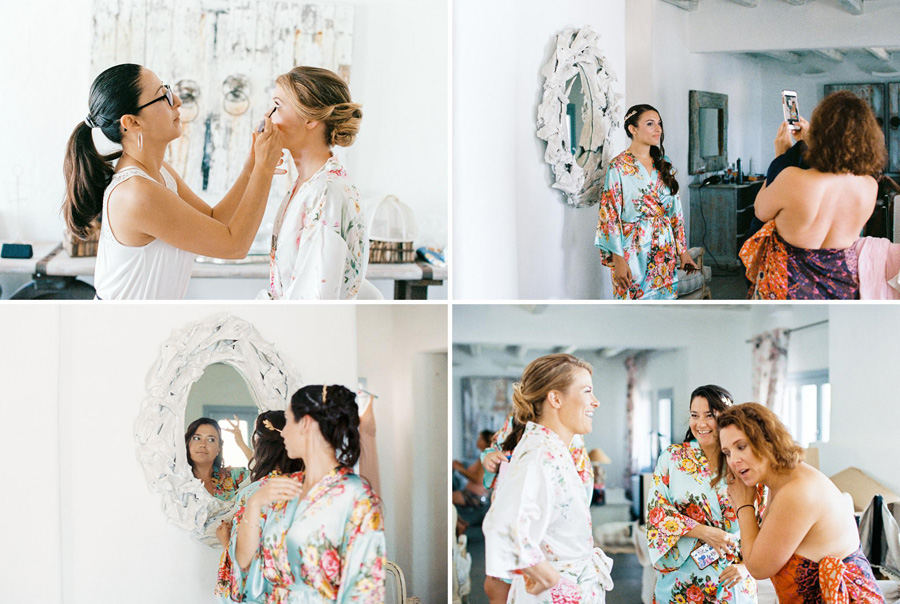 Bridal preparations at Aelia Villa Paros