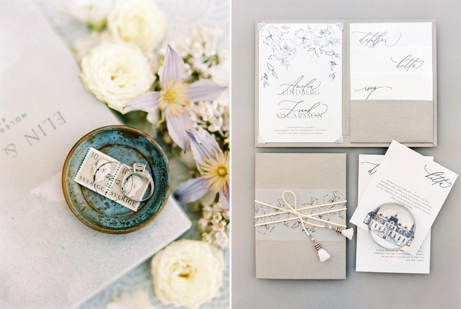 Calligaraphy Wedding stationary in grey and beige