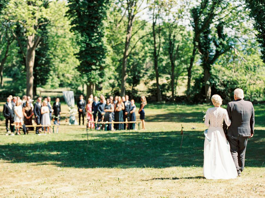 overview of the wedding ceremony site in the woods