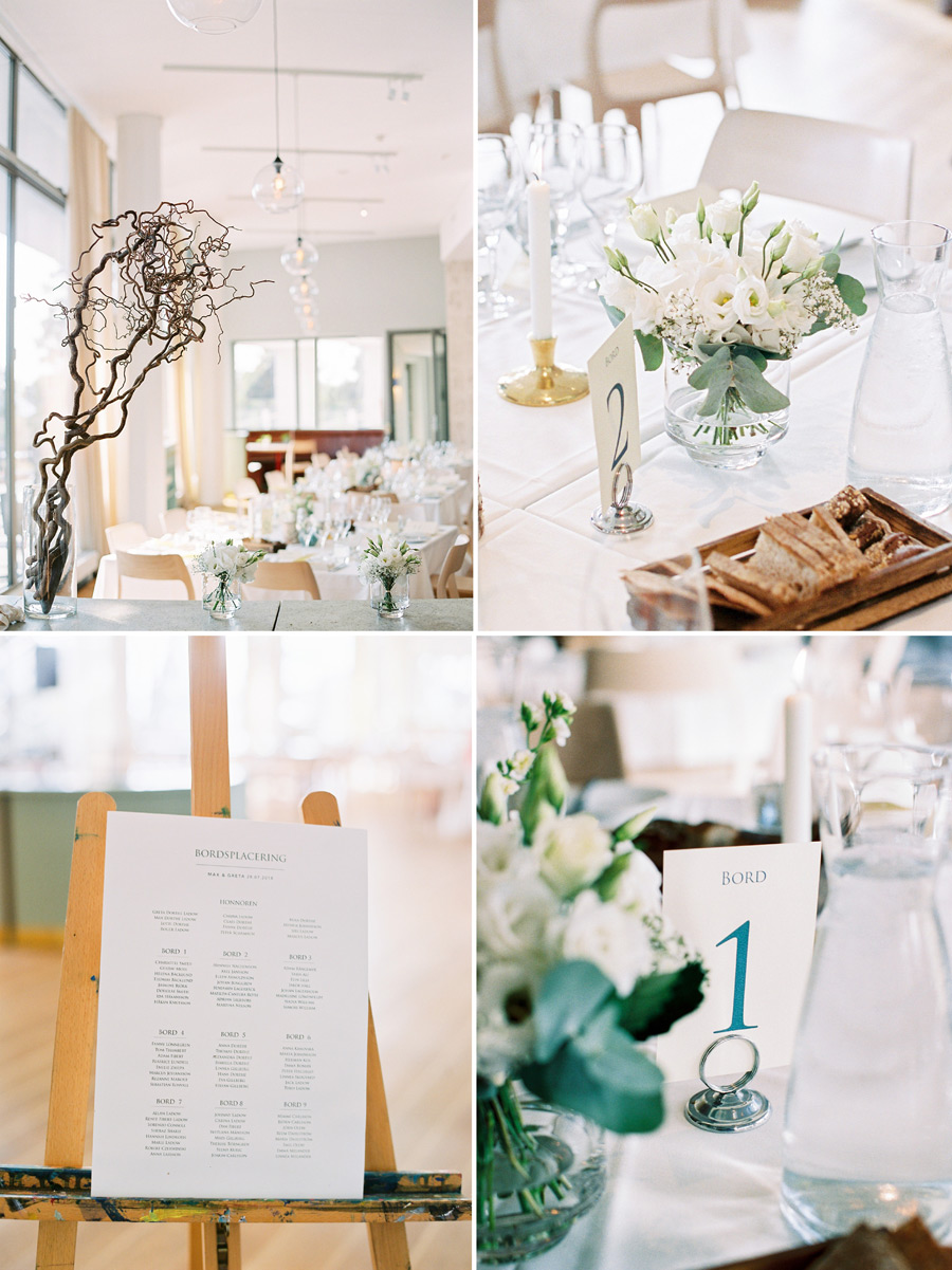 All white modern and minimalist wedding reception decor