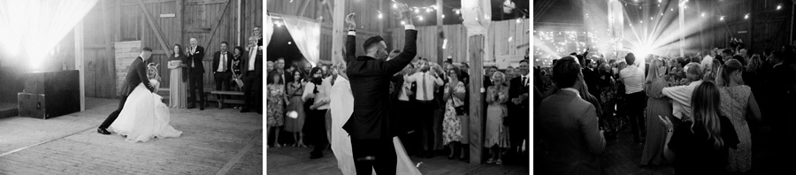 Bride and groom dancing shot on black and white film