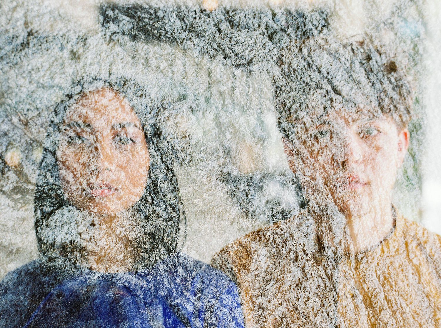 Double exposure engagement photos shot on film and Contax 645
