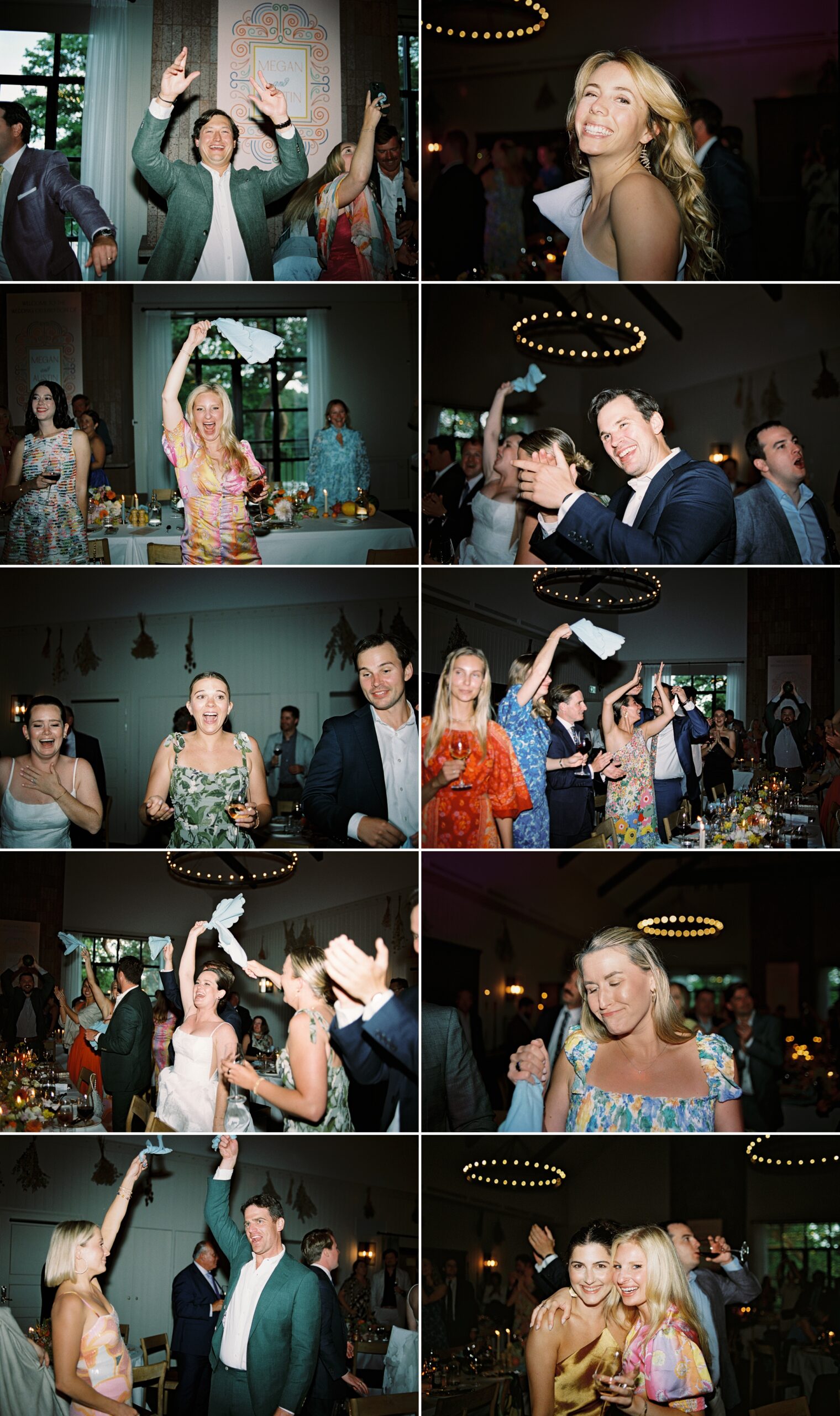 Film and flash with point and shoot 35mm camera during wedding guests dancing